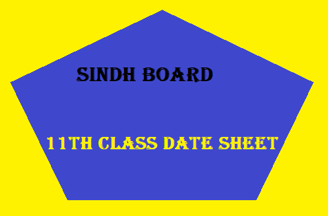 Sindh Board 11th Class Date Sheet